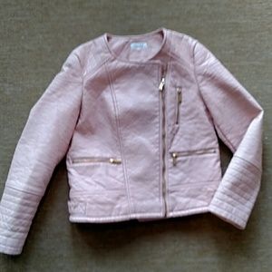 New Calvin Klein pink  faux leather moto jacket